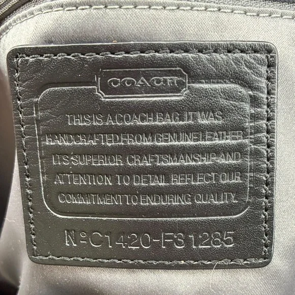 Coach F31285 Black Woven Leather Tote Shoulder Bag Zip Top Classic Everyday - Picture 3 of 13